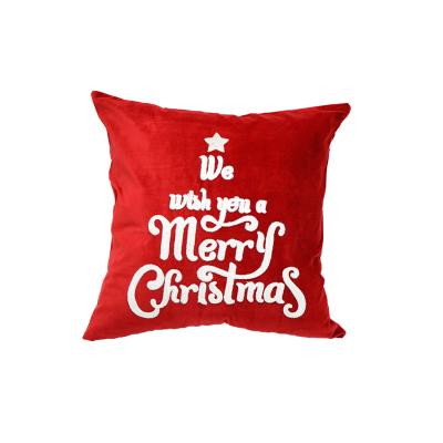 China Eco-Friendly Decorative Throw Blanket Merry Christmas Red Christmas Letter Embroidery Deco for Home Cushion Cover, Christmas Pillow Case for sale