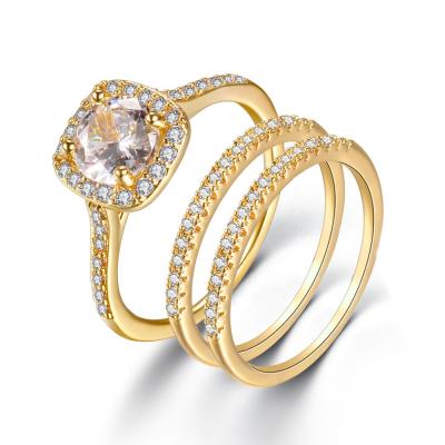 China New Style 18K Yellow Gold CLASSIC Couples Wedding Diamond Ring Engagement Ring Fashion Jewelry Ladies Ring for sale