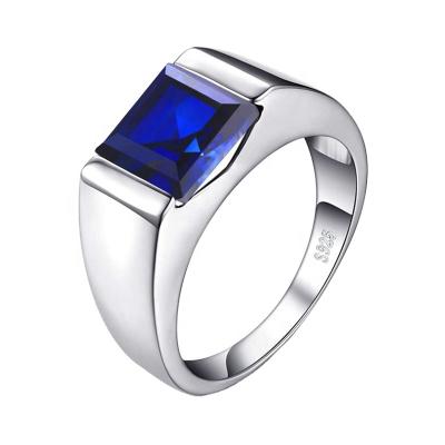 China Hot Sale CLASSIC 2020 Fashion Men's Latest 925 Sterling Silver Ring Sapphire Ring Colorful Gems Ring Designs for sale