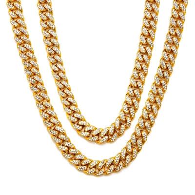 China FASHIONABLE Hot Selling Gold CZ Miami Punk Cuban Chain Necklace K Male And Female Hip Hop Necklace for sale