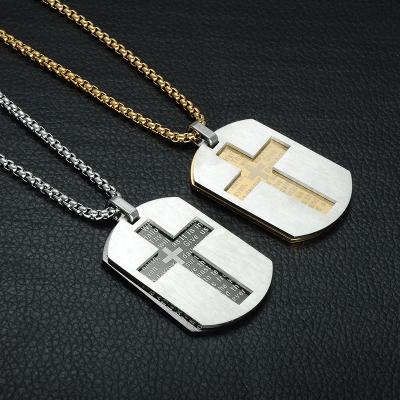 China 2020 Holy Scripture Bible Stainless Steel Catholic Cross Necklace Jewelry Casual/Sporty Army Hot Cross Pendant Necklace Customize for sale