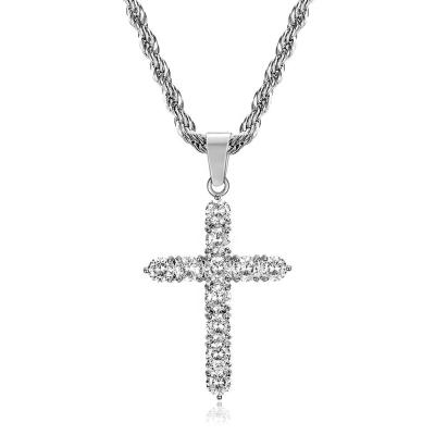 China Casual / Sporty Unisex Classic Design Jewelry 18K Gold Plated Full Gold Plated Cross Diamond Pendant Necklace for sale