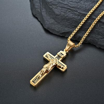 China 2021 Fashion CLASSIC Cross Necklace Pendant Stainless Bargain Christian Necklace With Gold Cross Pendant Jewelry for sale