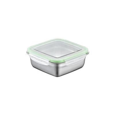 China Leakproof Square Folding Lunch Box 400ml Stainless Steel Food Container With Lid for sale