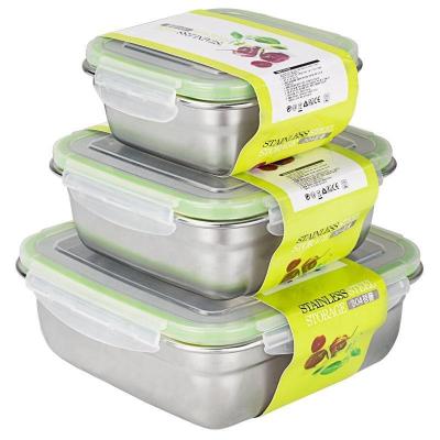 China Leakproof Square Folding Lunch Box 750ml Stainless Steel Food Container With Lid for sale