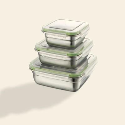 China Leakproof Square Folding Lunch Box 1200ml Stainless Steel Food Container With Lid for sale