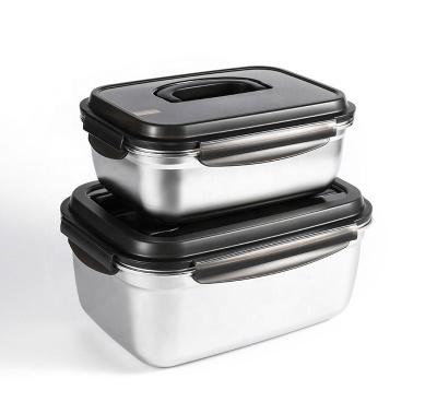 China 3.8L Retangulare Stainless Steel Large Size Sustainable Leakproof Food Storage Container With Lid And Handle for sale