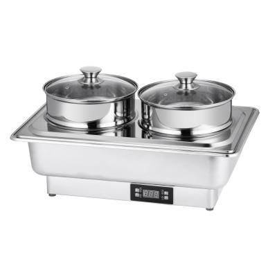 China hotel & Factroy Restaurant Serving Chafing Dish Custom S/S Chafing Dish Food Warmers Shake Fast Heating Steam in One Minute Suitable for Cooking and Sanitizing for sale