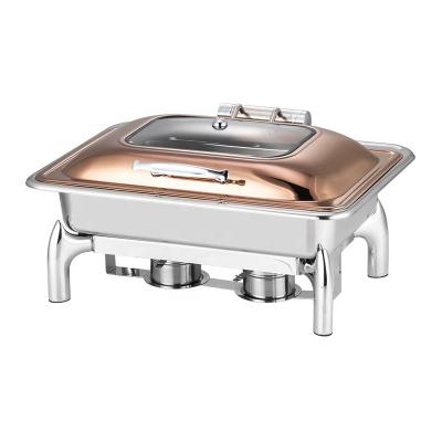 China hotel & Restaurant Chafing Dish Factroy Custom Warmers Rose Gold Chafing Dishes Food Stainless Steel Buffet for sale