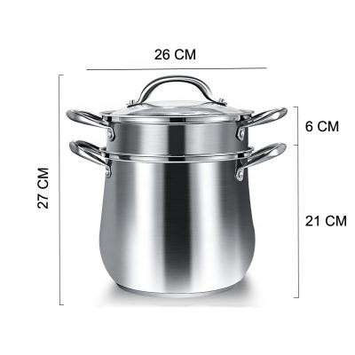 China Sustainable Factroy 18/8 Stainless Steel 9L Custom Large Size Steamer Pot / Stock Pot With Glass Lid And Steamer for sale