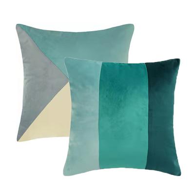 China Home Decorative Low Price Home Decor Soft Velvet Patchwork Colorblock Cushion Cover for sale