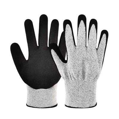 China HPPE Fiberglass Coating Cut-Resistant Palm Coated Anti-Cut Level 5 Safety Anti Cut Resistant Work Gloves Wholesale Gloves for sale