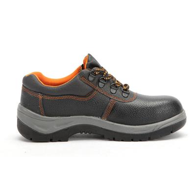 China Work Safety Anti-Slip Boots Embossed Cow Leather Low Cut Leather Steel Toe Cap Outdoor Safety Shoes for sale