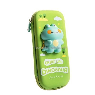 China Super Large Capacity 3D Case School Supplies Organizer Toddlers Girls Boys Kids Children Box Pen Pouch Holder For Students Toy Green Dinosaur Hardtop Pencil for sale