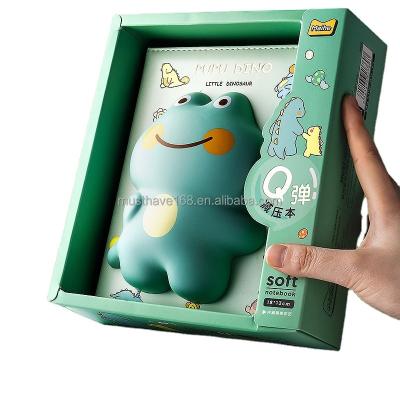 China 3d hand diary model Pupu Dino Pu Leather A5 green diary planner notebook for kids for sale