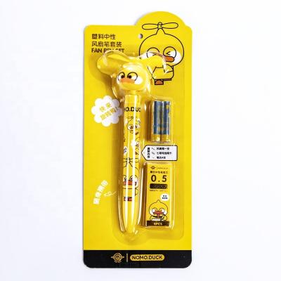 China New Trend Maihe Normal Student Cute Funny Fan Gel Pen With Battery And Black Refill For Free for sale