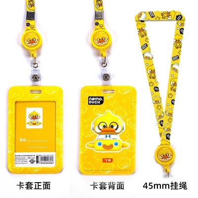 China Maihe Nomo Duck Plastic Cute Cartoon Student Public Transportation Identification Hardcover Holder Protector School Bus Public Transportation Hardcover with Flexible Lanyard Strap for sale