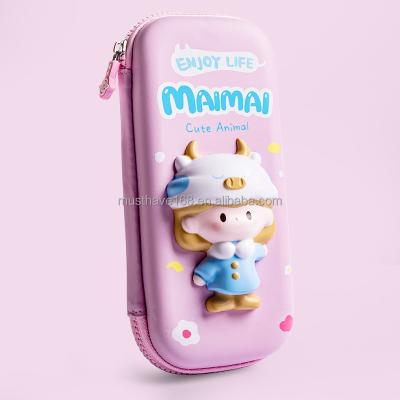 China Super Large Capacity Maihe Maimai Girl Kids Waterproof EVA School Cute Pencil Case With Zipper And Squishy Toy zu verkaufen