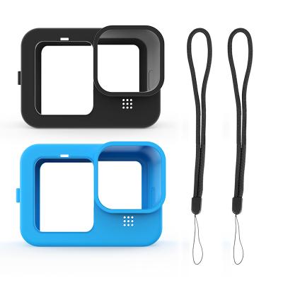 China Silicone Silicone Cover Case With Strap +Len Silicone Case Lanyard Silicone Protector Case For Go Pro 8/9 Camera for sale