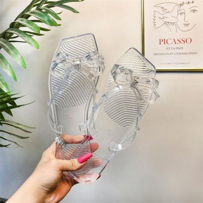 China Anti-odor low moq women's flat slippers summer jelly sandals beach women rivet flip flop slippers beach slides jelly shoes for sale