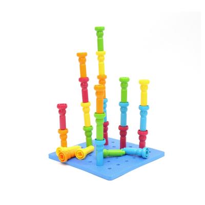 China Building Toy Early Learning Kids Learning Colors Sorting Counting Montessori Plays Peg Board Stacking Toy for sale