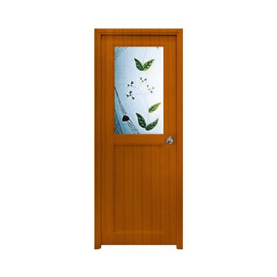 China Waterproof Factory Wholesale One-Half Glass Plastic Door with Pattern Toilet upvc Door for sale