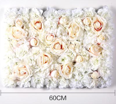 China Wholesale Artificial Flower Mats Florals Wall Rose Silk Flower Mix Plant Panel For Home Wedding Event Decoration for sale