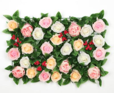 China Home Wedding Birthday Party Silk Flower Rose Flower Wall Panels Supplies Artificial Decorative for sale