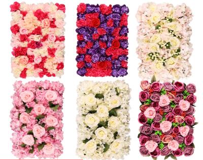 China Artificial Silk Rose Flower Backdrop Panels Wall 40*60cm Silk Hot Sale Wedding Event Flower Decorative Carpet Birthday for sale