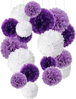 China Disposable Eco-Friendly Tissue Paper Pom Poms Flower for Birthday Wedding Baby Shower Bridal Shower Festival Decorations for sale