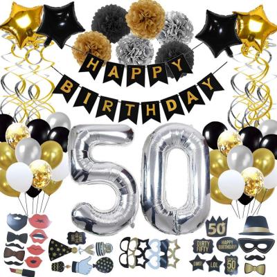 China Disposable Happy 50 Birthday Sign And Balloon Party Decoration Eco - Friendly Set for sale