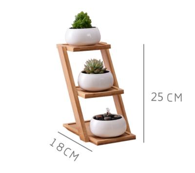 China Home Decoration Mini Bamboo Flower Plant Pots Modern Wooden Stand for sale