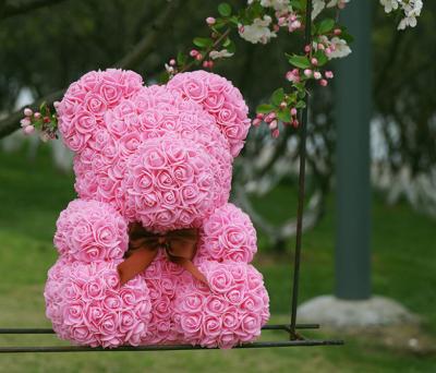 China Eco-Friendly For Heart Teddy Rose Bear Party Decoration Foam Flower Valentine Anniversary Gift 22CM for sale