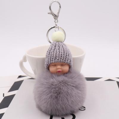 China Environmentally Friendly Hot Selling Luxury Luxury Amazon Wool Ball Plush Doll Gift Sleeping Cute Furry Baby Key Chain Holders for sale