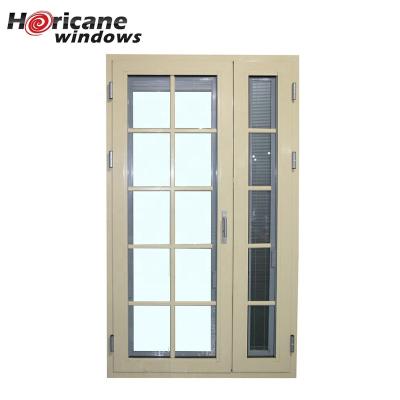 China Large Rolling Modern Residential Aluminum Double Hinged Patio Security Doors With Built In Blinds for sale