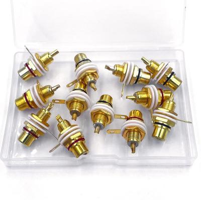 China Lotus Head Welding Adapter Gold Plated Nickel Plated Header Connector Chassis Amplifier Female Terminal Accepting RCA Electronic Socket Connector Jacks for sale