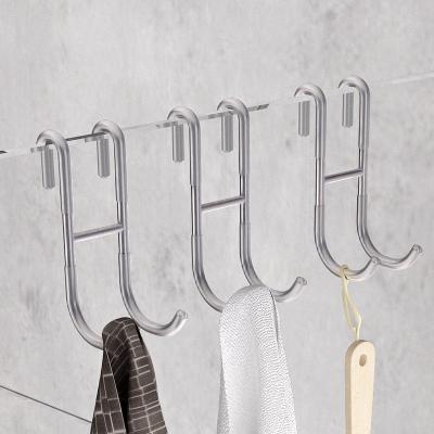 China Modern High Quality Metal S Double Hook Hook 304 Stainless Steel Over The Door Towel Hook Hanger For Glass Door for sale