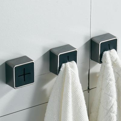 China Modern Towel Hooks Chrome Finish Self Adhesive Premium Towel Clips Plastic Hanger Holder Bathroom Wall Hooks for sale