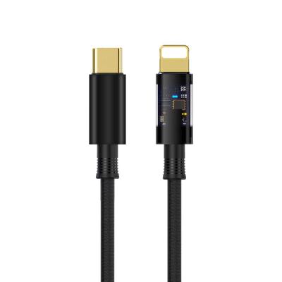 China New 2022 Black Smart Tech Data Cable PD Fast Charging Transparent Braided Data Cables For Lighting To Type C / Type C To Type C Fast Transmitted for sale