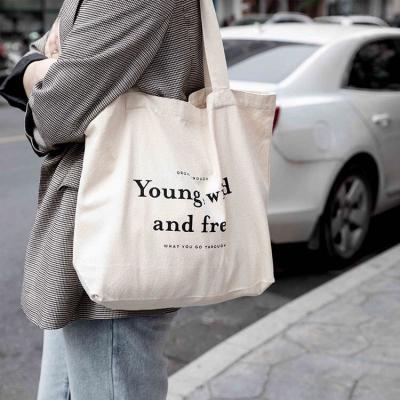 China Promotion Wholesale Eco Friendly Reuse Reusable White Canvas Handled Customized Logo 100% Cotton Tote Bag for sale