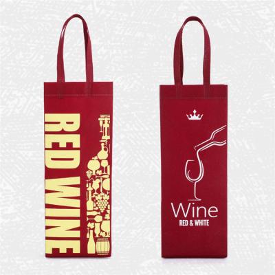 China Custom Reusable Recyclable Eco-Friendly Promotion Handle Gift Packaging Double Bottle Non Woven Tote Wine Bag for sale