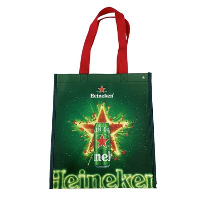 China Wholesale Custom Logo Tote Bag Eco Friendly Handled Wine Packaging Laminated Non Woven Shopping Bag for sale