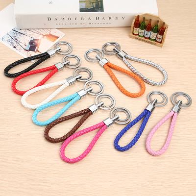 China Creative Car Woven Technology Car Rope Refining Key Chain Leather Cartoon By Hand for sale