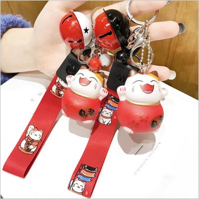 China Lucky Cats Bells Chaveiro Key Chain Casual Cartoon llaveros Fashion Charms For Girl for sale