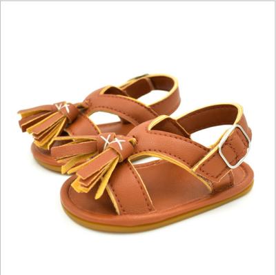 China Summer Toddler Infant Toddler Infant Cotton Anti-Smell Mulit-Colors Baby Non-Slip Tassel Sandals for sale