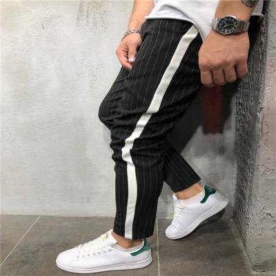 China 2019 new stripe anti-static urban straight casual pants slim fitness long pants men's twill fashion jogger pants for sale