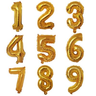 China Pure color 1 2 3 4 5 6 7 digit air balloons same birthday day party big gold foil number balloon for sale