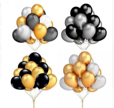 China Pure Color Air Figures Valentines Day Happy Birthday Gold Metal Latex Balloons Round Balloons Props for sale