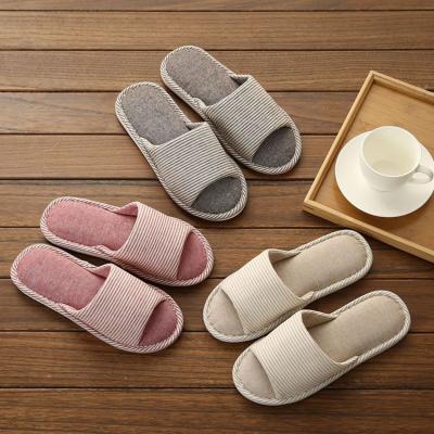 China Leisure Indoor Japanese Cotton Household Slippers Couples Stripes Soft Unique Slippers for sale