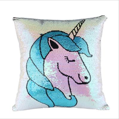 China Newest Non-Toxic Customized Fashion Unicorn Printing Sublimation Mermaid Sequins Pillow Case for sale